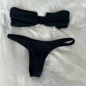 Mikoh Brazilian bikini black. V tube top and thong bottom size S